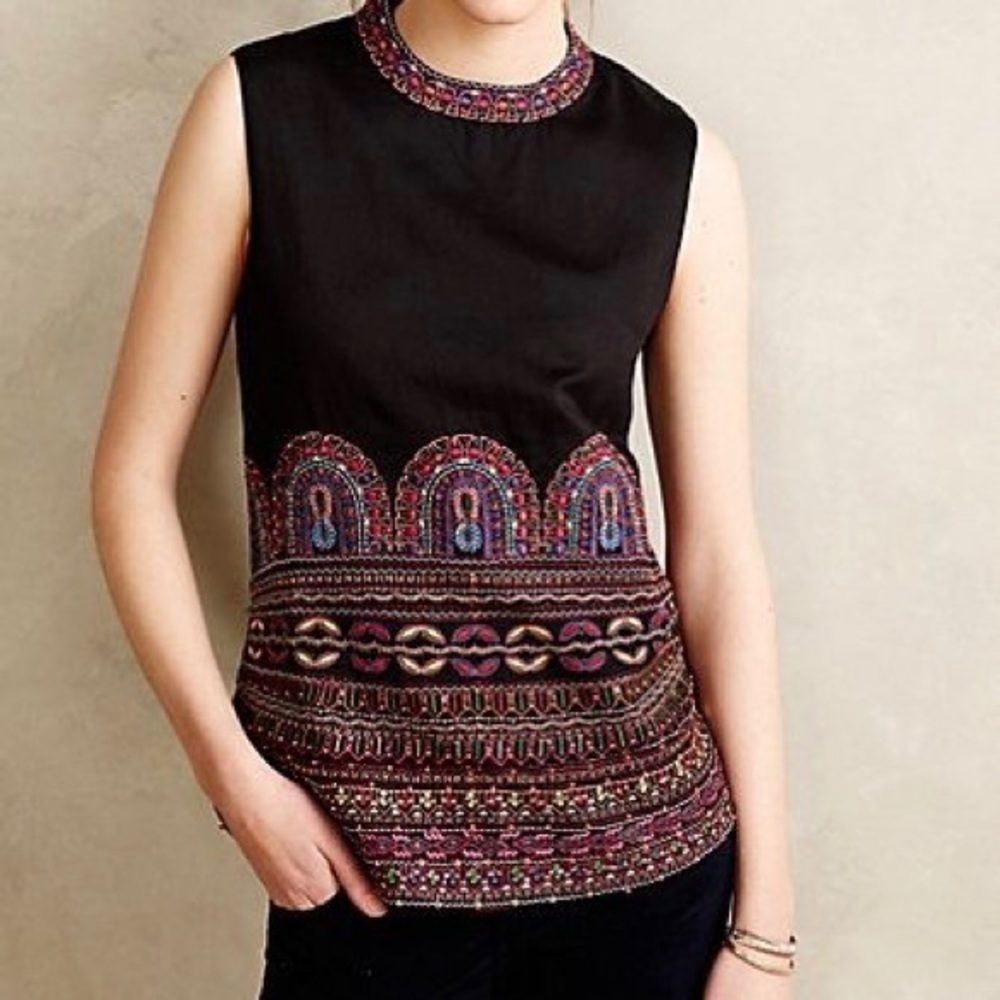 Anthropologie Tanvi Kedia Asha Embroidered Tank